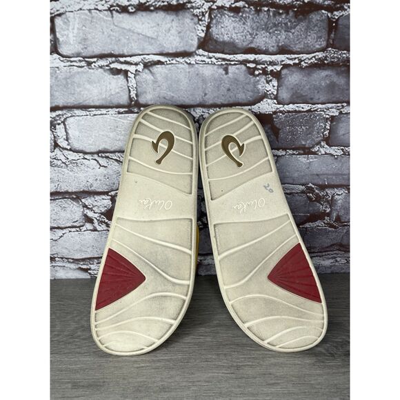 Olukai Pihapiha Gold Leather Beach Slides Casual Sandals Women Sz 40EU/10M US - Picture 9 of 16